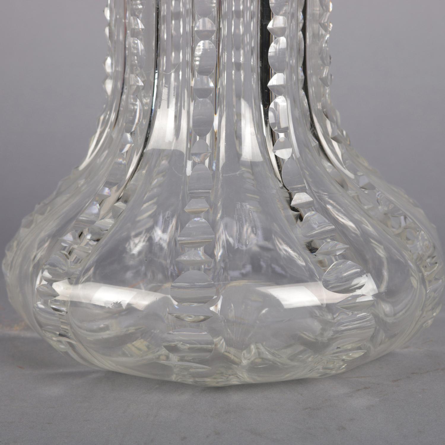 Antique Oversized Hawkes School Ribbed Glass Flower Vase, circa 1900 3