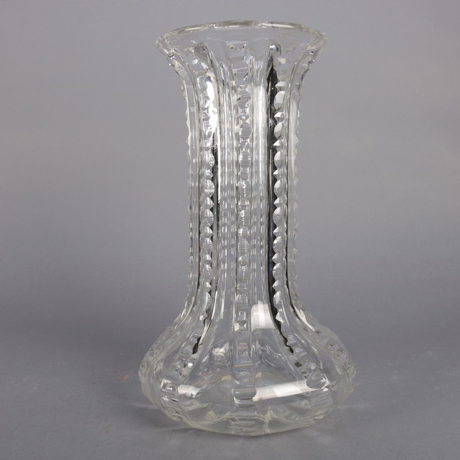 vintage ribbed glass vase