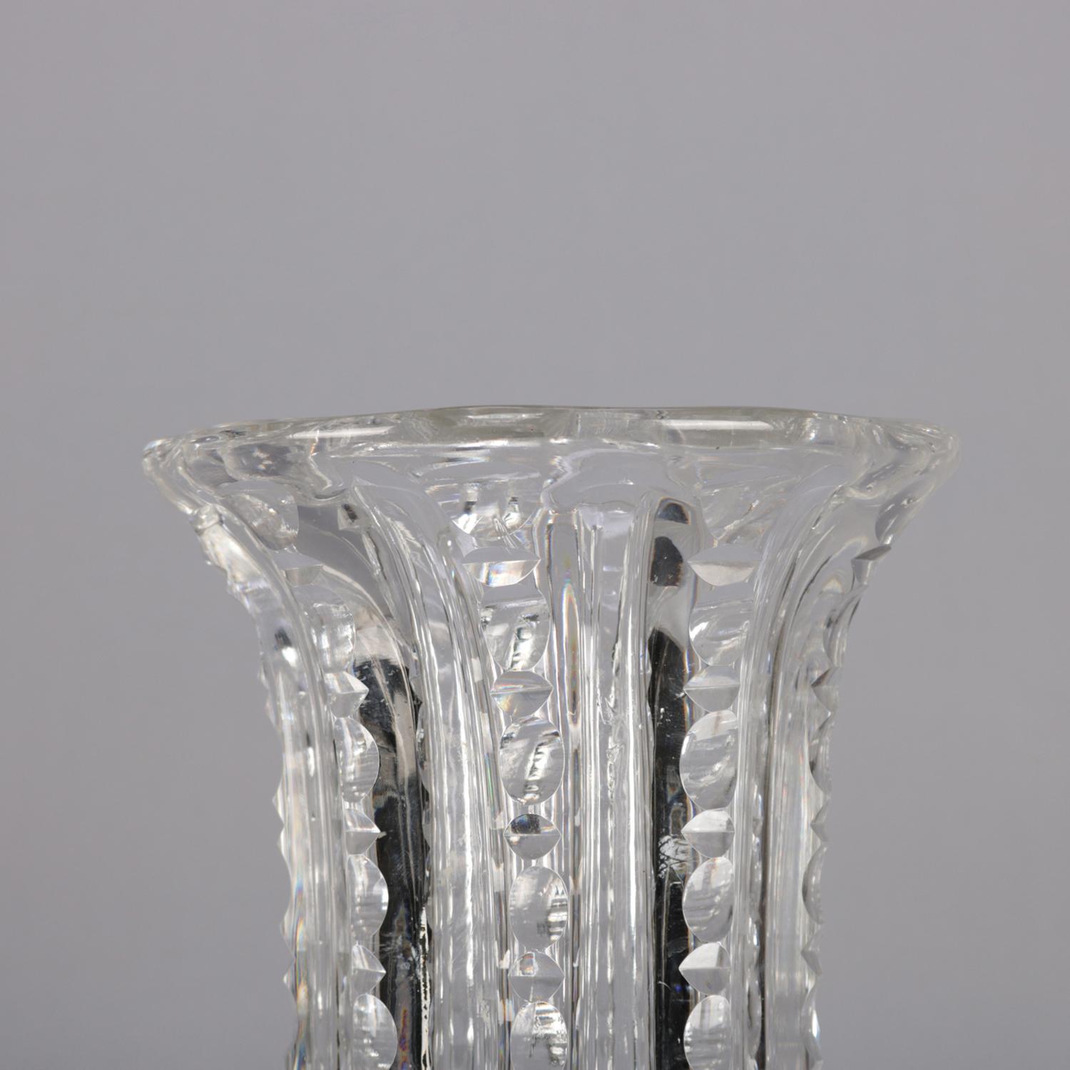 Antique Oversized Hawkes School Ribbed Glass Flower Vase, circa 1900 1