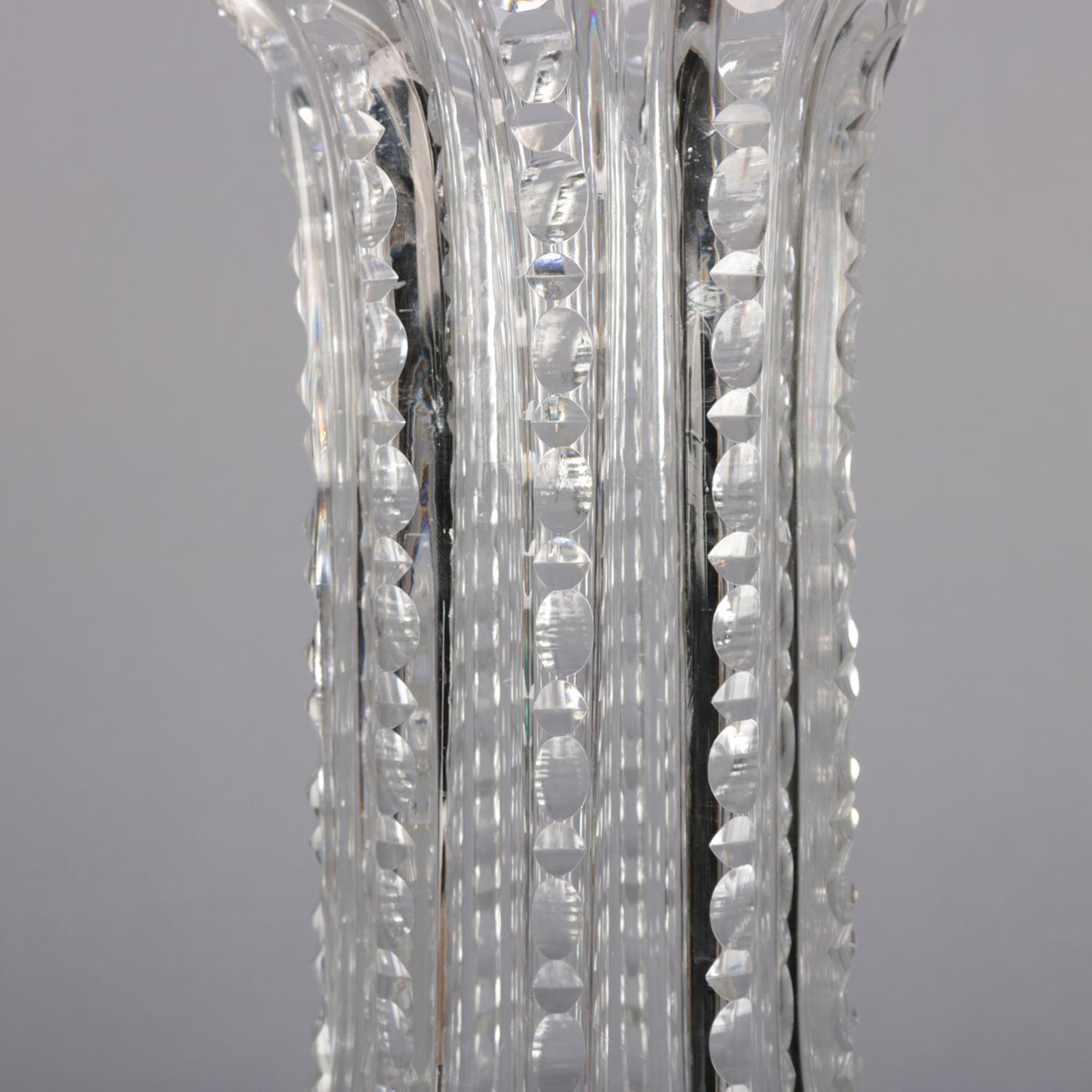 Antique Oversized Hawkes School Ribbed Glass Flower Vase, circa 1900 2