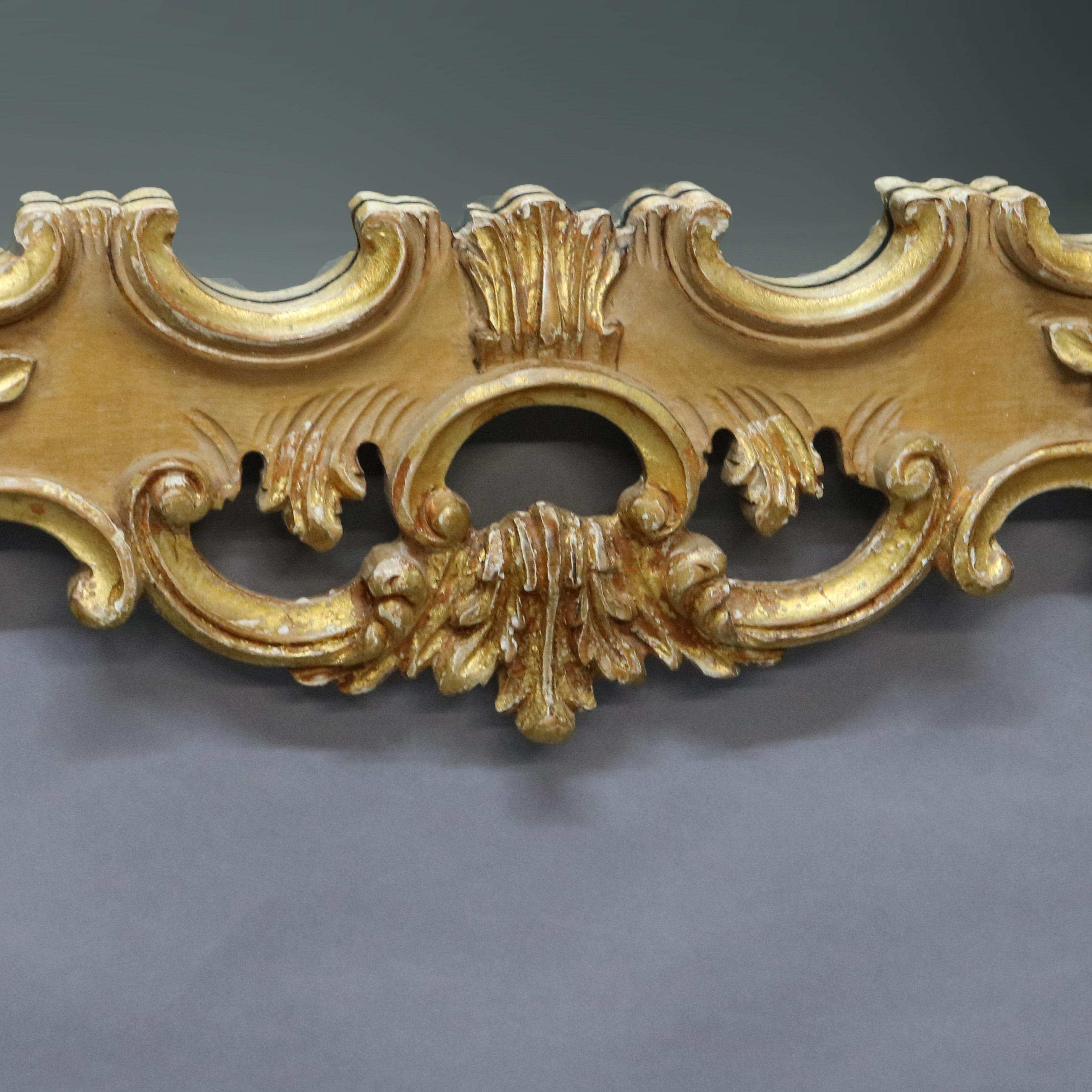 Antique Oversized Italian Rococo Revival Giltwood Over Mantel Wall Mirror 20th C 2