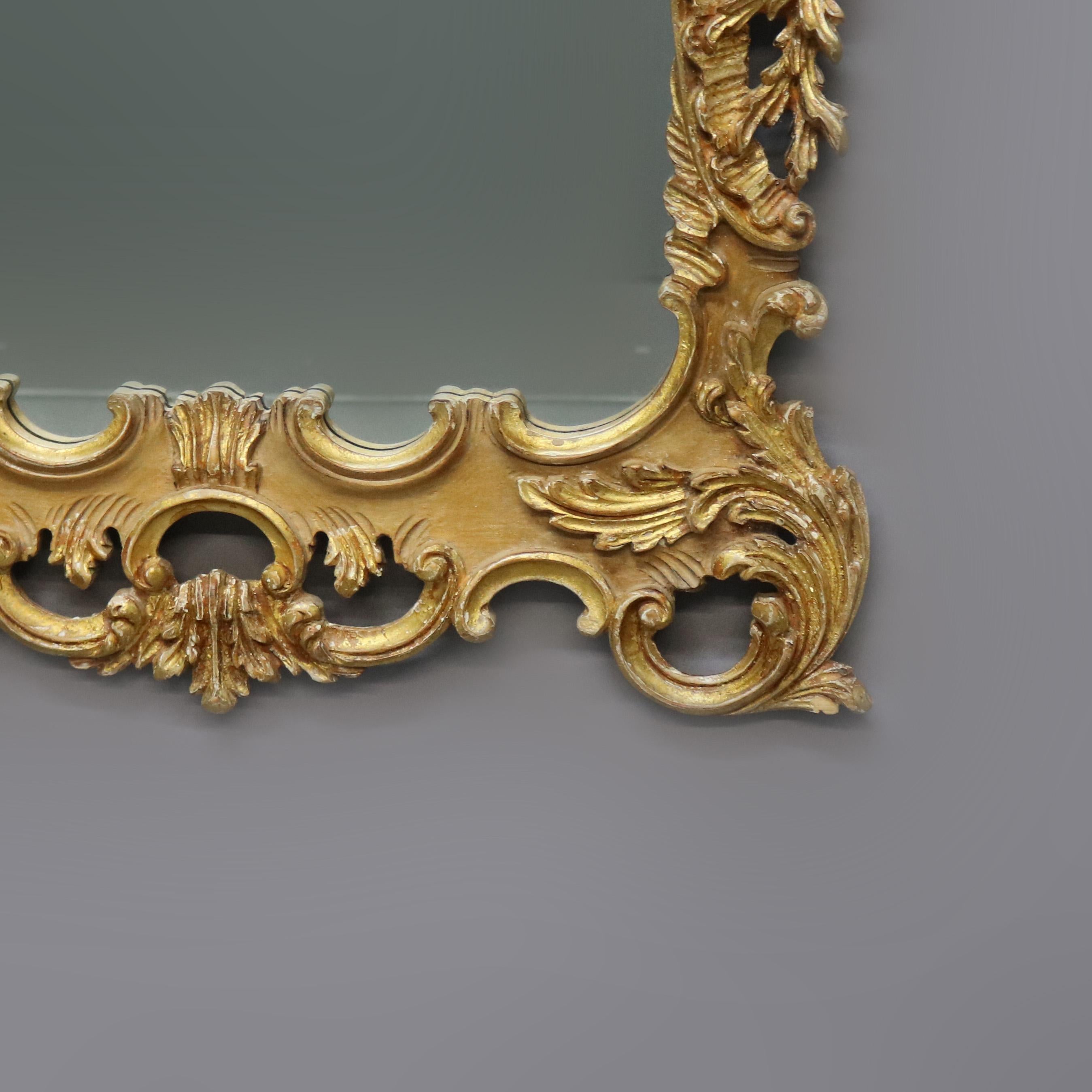 Antique Oversized Italian Rococo Revival Giltwood Over Mantel Wall Mirror 20th C 3
