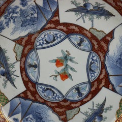 Antique Oversized Japanese Imari Enameled Porcelain Charger, 20th Century