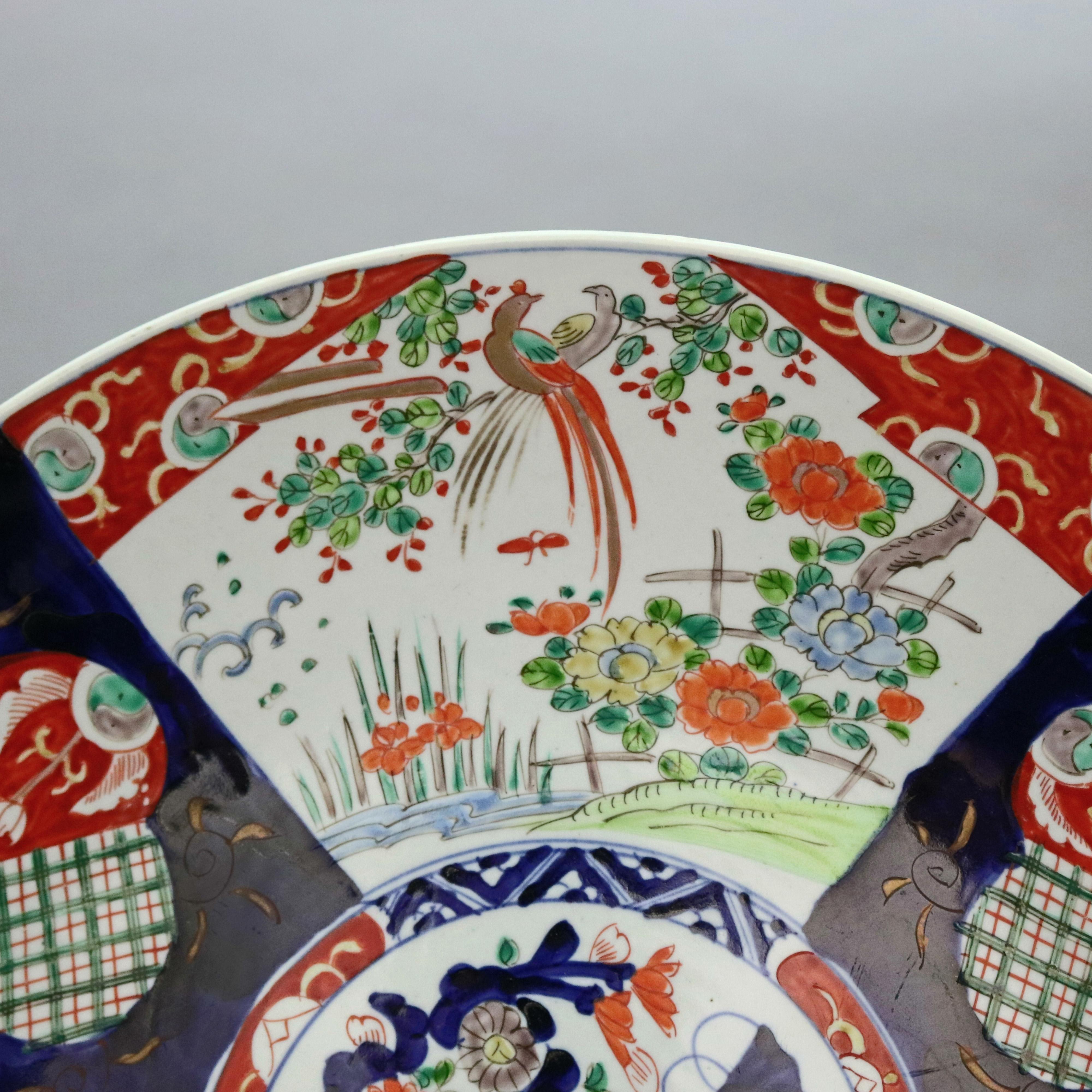 Antique Oversized Japanese Imari Porcelain Garden Charger, circa 1900 In Good Condition In Big Flats, NY