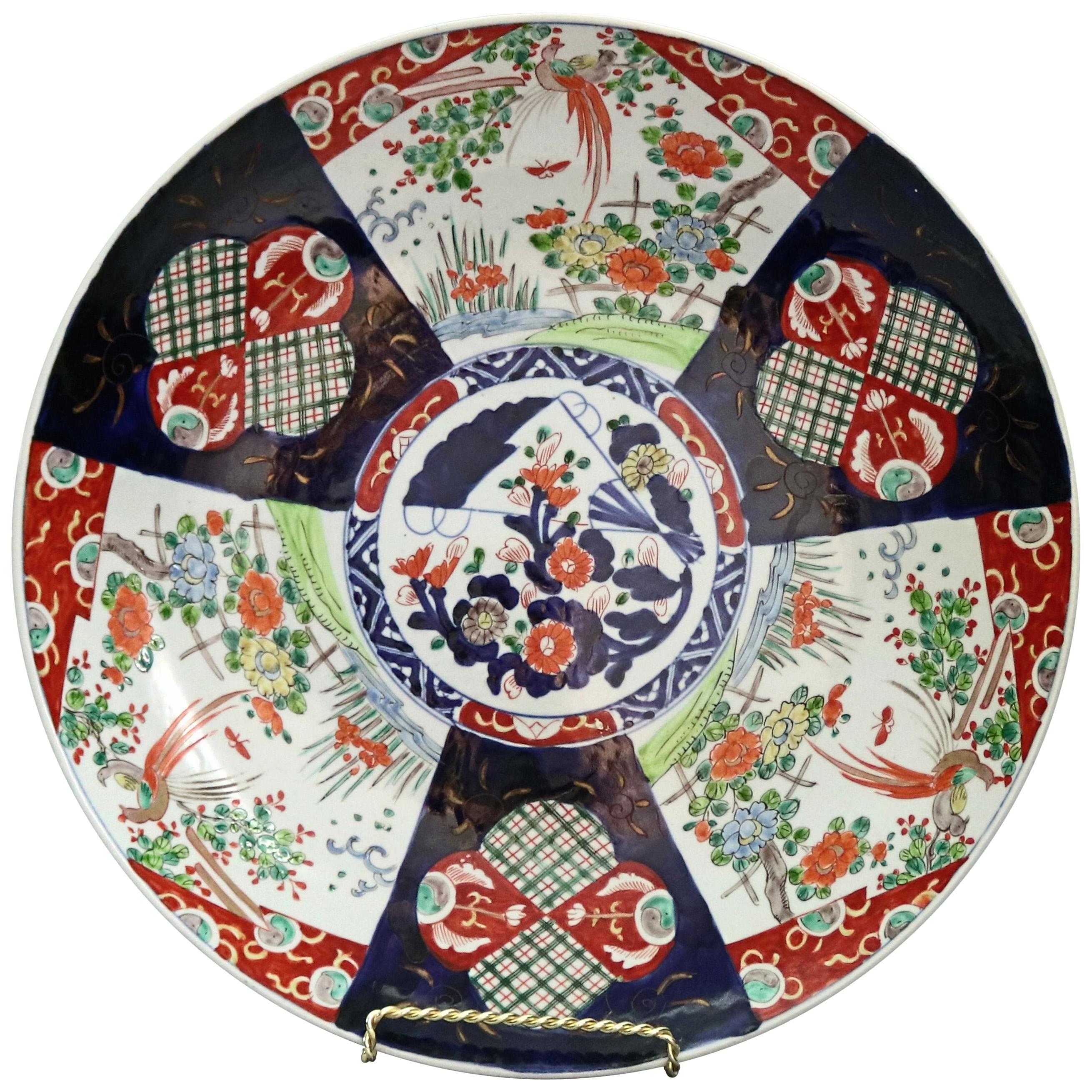Antique Oversized Japanese Imari Porcelain Garden Charger, circa 1900