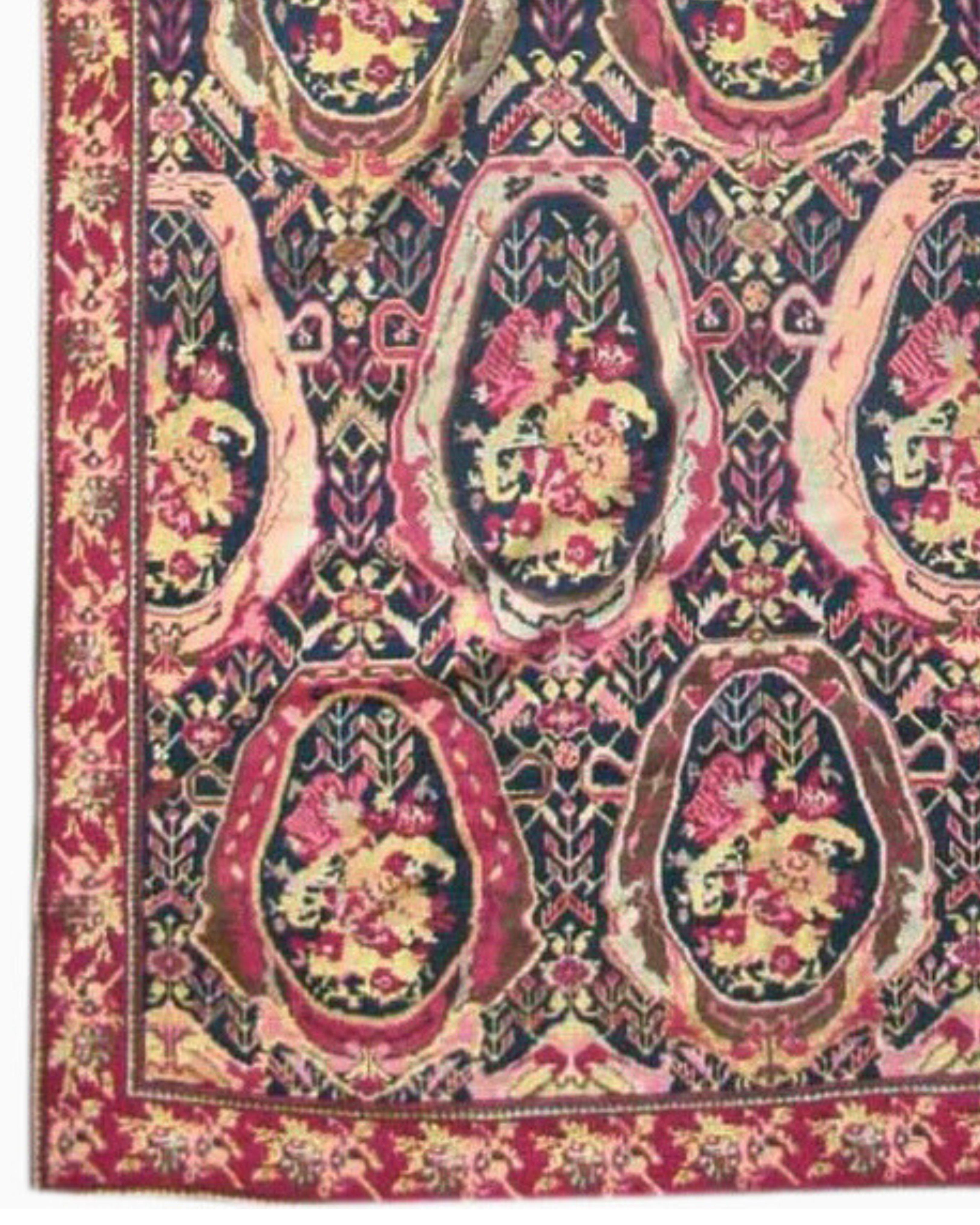 Hand-Knotted Antique Oversized Karabagh Rug, Late 19th Century  For Sale