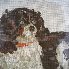 Antique Oversized Needlework Portrait of a Cavalier King Charles Spaniel C1890