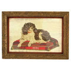 Antique Oversized Needlework Portrait of a Cavalier King Charles Spaniel C1890