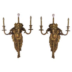 Antique Oversized Neoclassical Style Wall Sconces - Pair