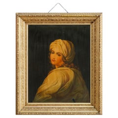 Antique Oversized Old Master Copy Chromolithograph Portrait of Woman, c1890