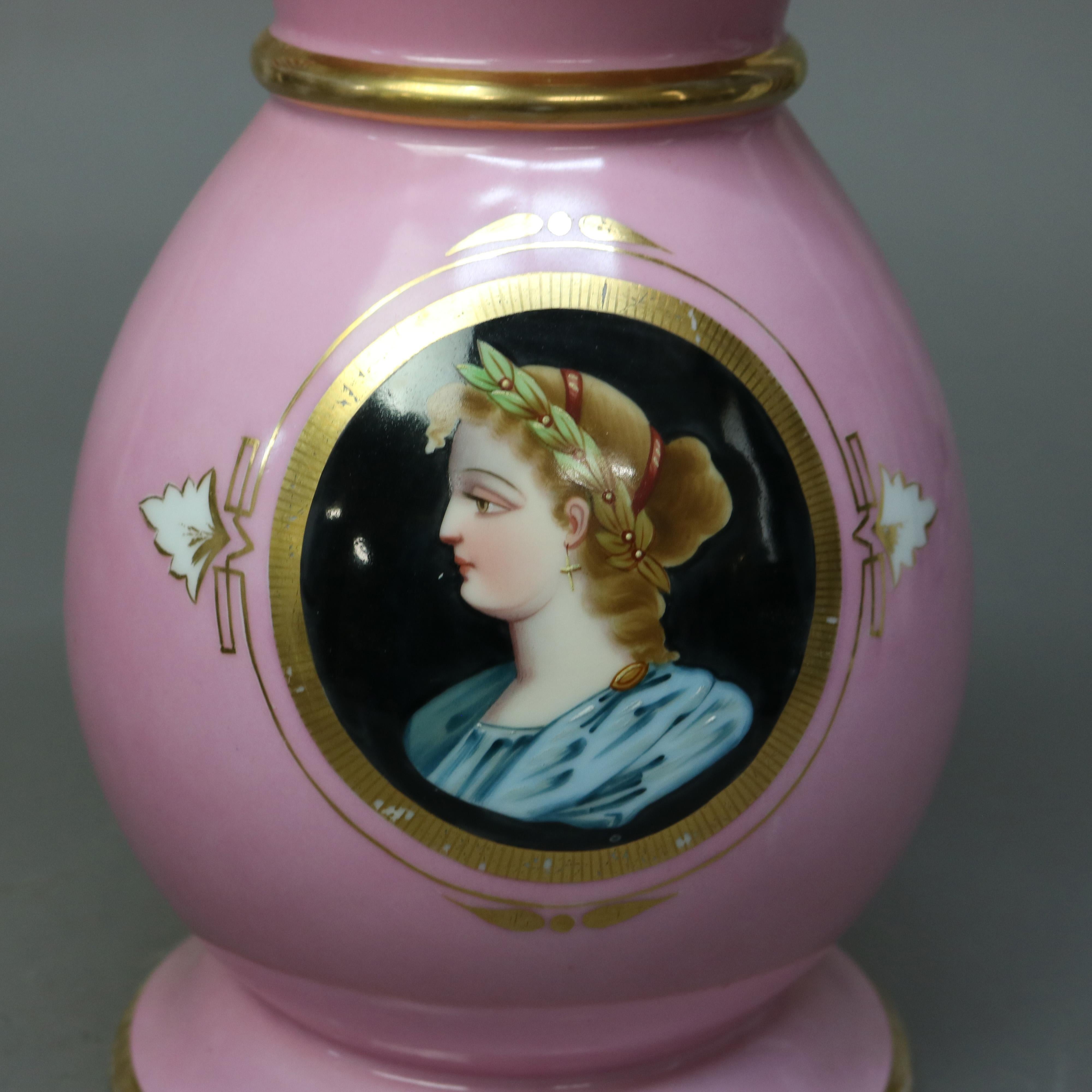 Antiguo jarrón de porcelana sobredimensionado Old Paris pintado a mano y dorado con mujer clásica C1850

Medidas - 13 1/8