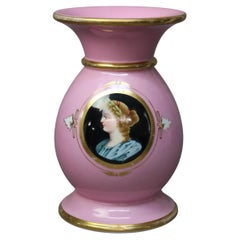 Antike überdimensionale Old Paris Porzellan Porträtvase mit klassischer Frau C1850
