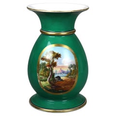 Antique Oversized Old Paris Porcelain Scenic Landscape Vase C1890