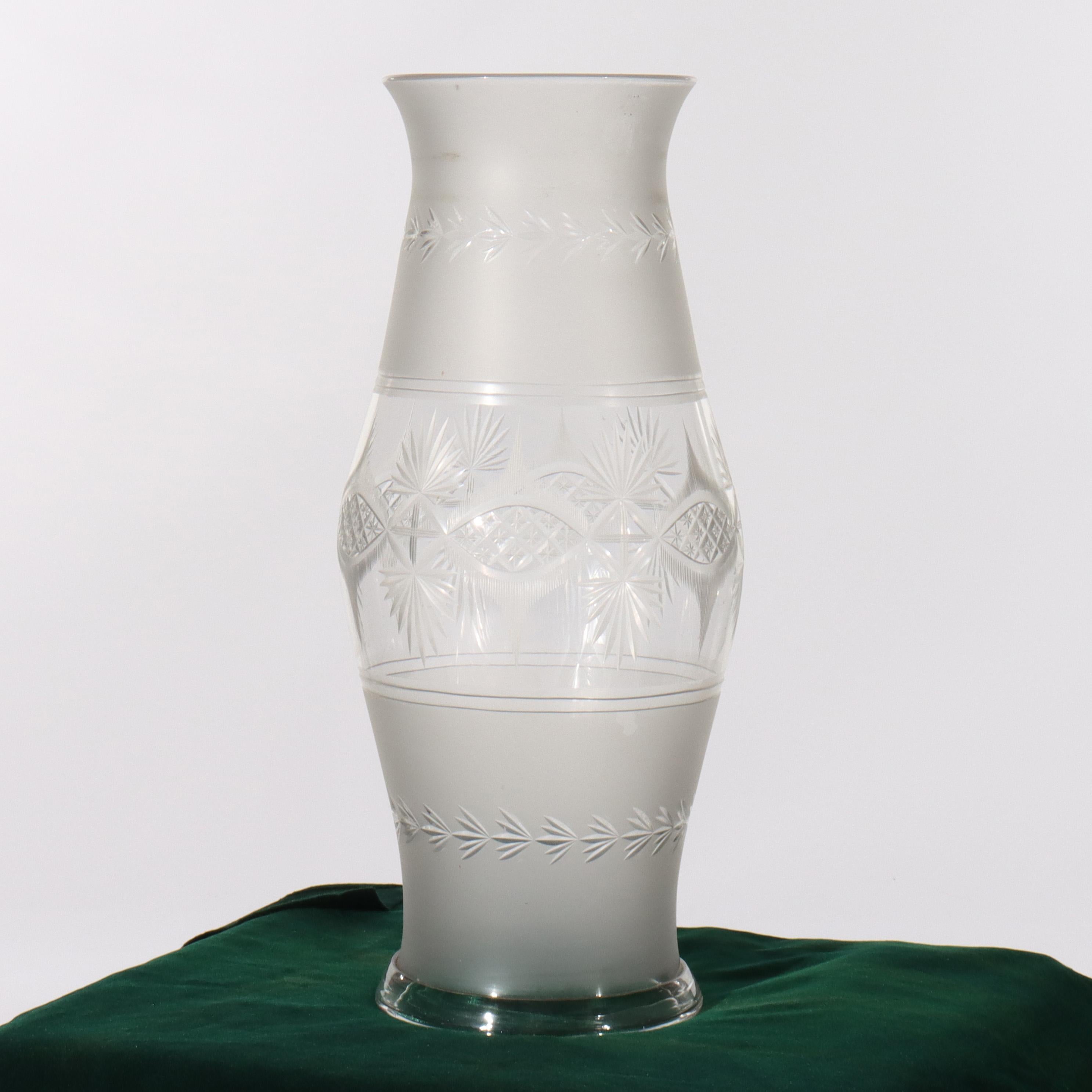 Antique Oversized Opalescent Cut Glass Hurricane Lamp Shade C1930
Measures - 22