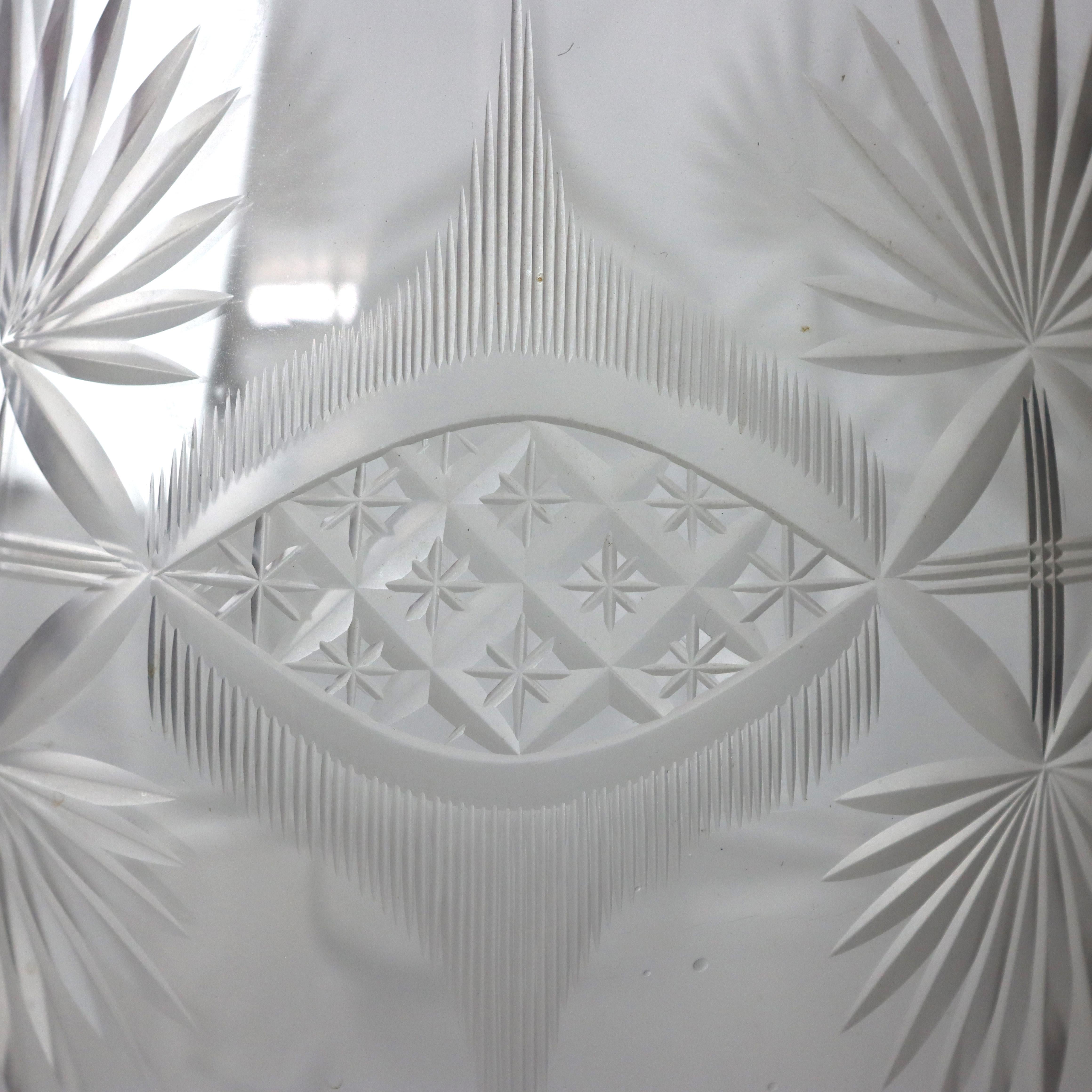 Antique Oversized Opalescent Cut Glass Hurricane Lamp Shade In Good Condition For Sale In Big Flats, NY