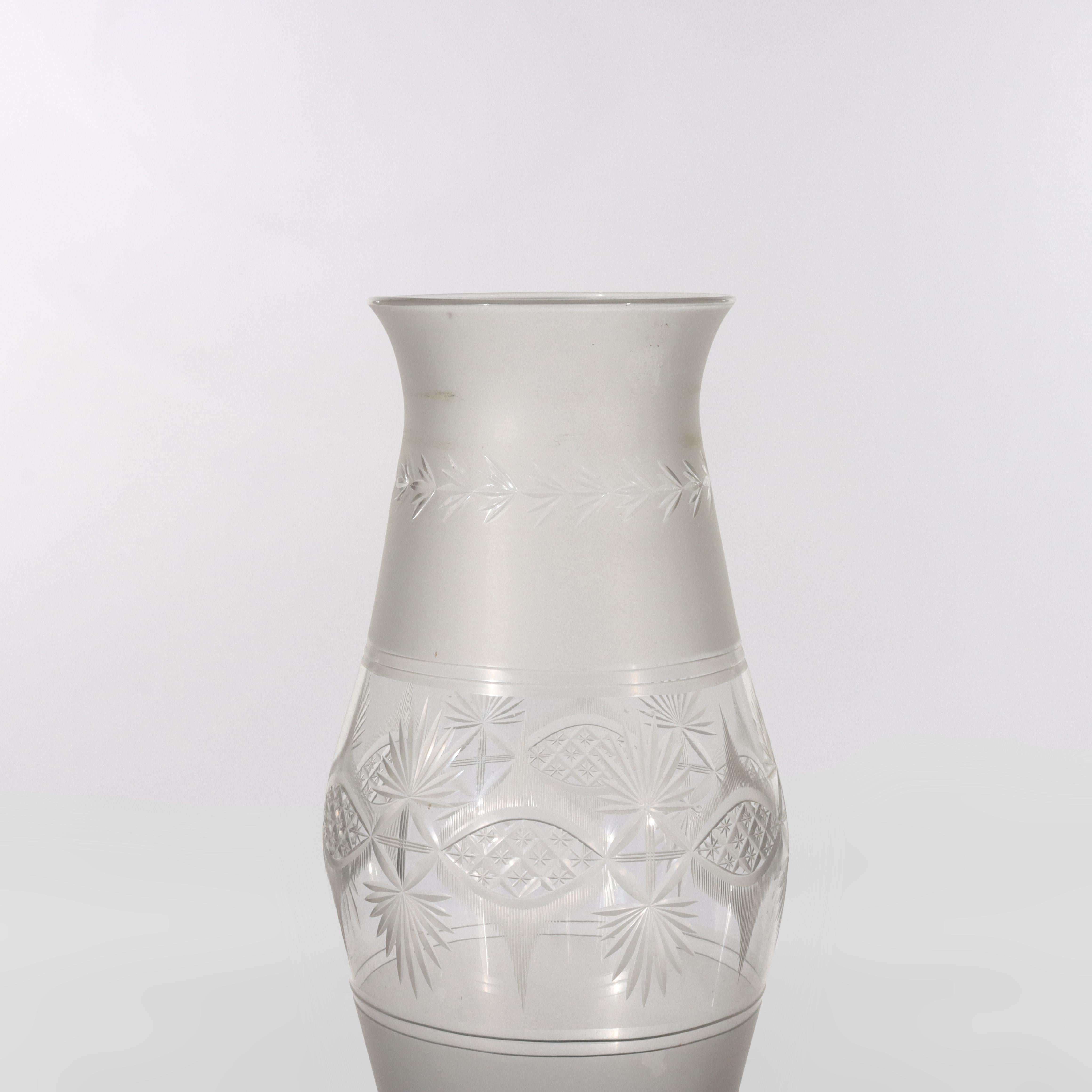 Antique Oversized Opalescent Cut Glass Hurricane Lamp Shade For Sale 2