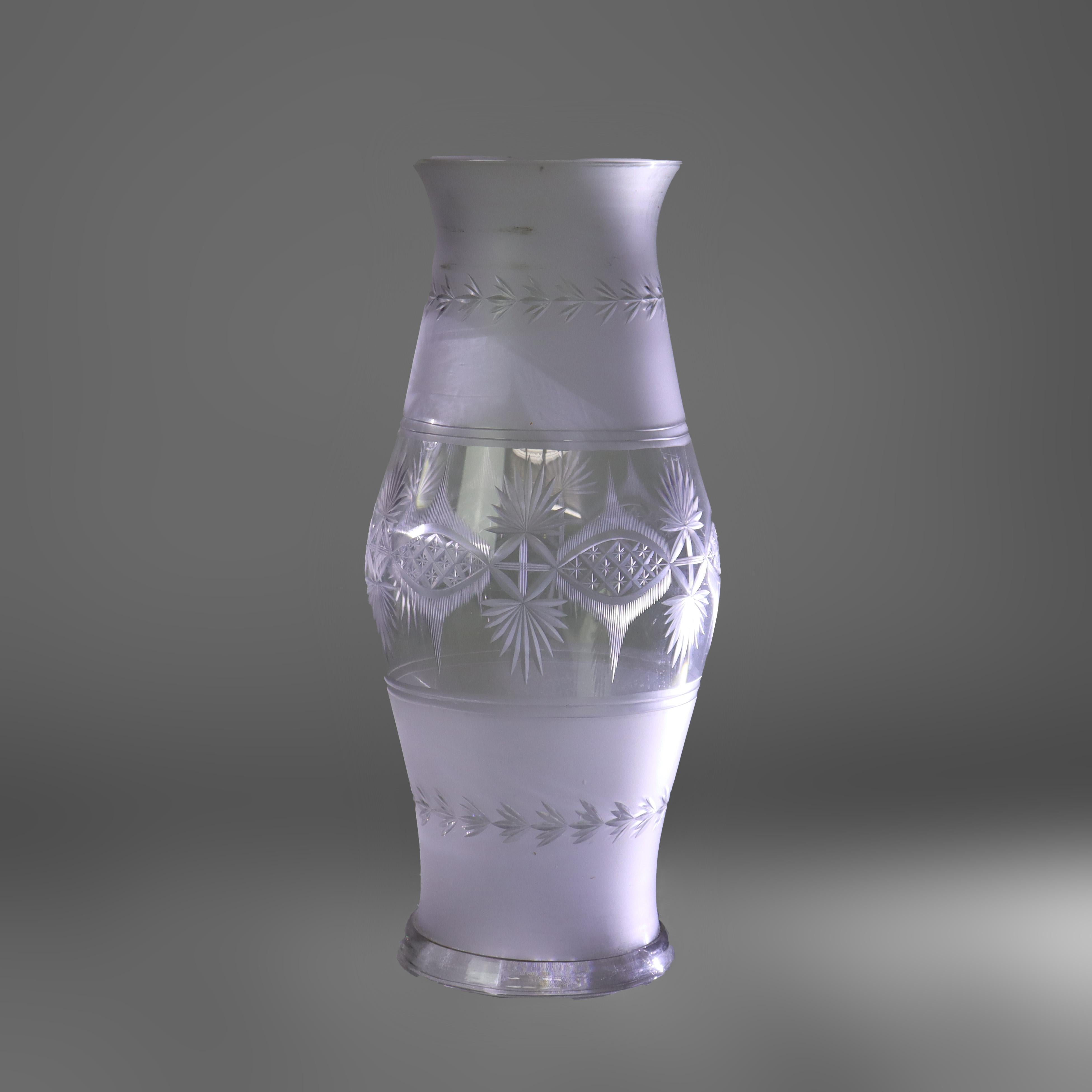 Antique Oversized Opalescent Cut Glass Hurricane Lamp Shade For Sale 4