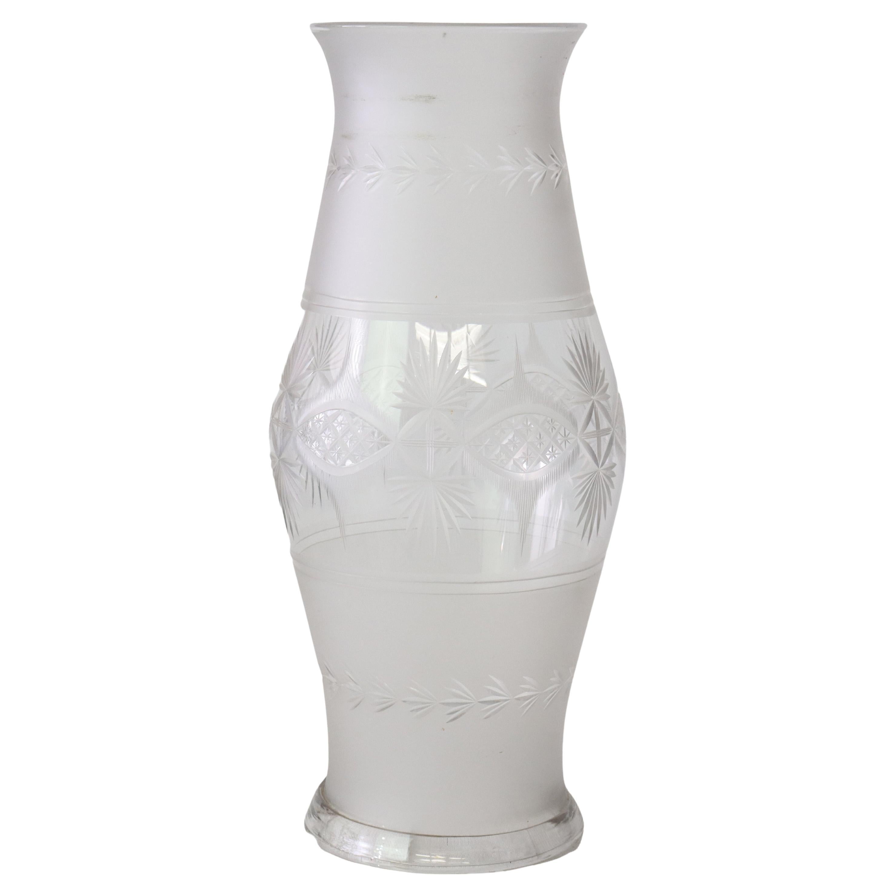 Antique Oversized Opalescent Cut Glass Hurricane Lamp Shade For Sale