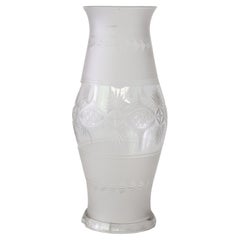 Antique Oversized Opalescent Cut Glass Hurricane Lamp Shade