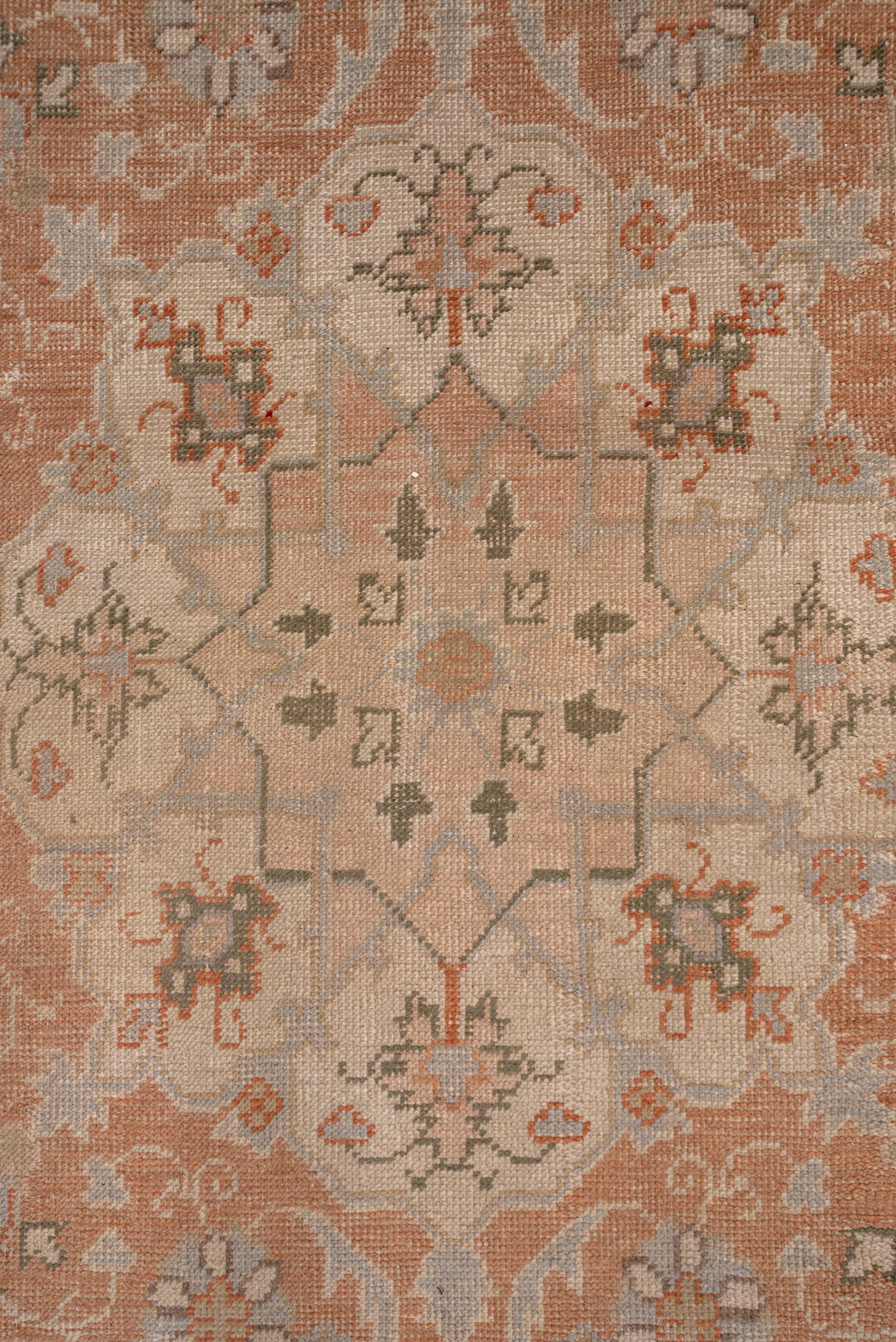 Hand-Knotted Antique Oversized Oushak Carpet, Salmon Palette, circa 1920 For Sale