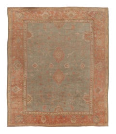 Antico tappeto Oushak di grandi dimensioni, medaglione a losanghe su campo di cammello - Rug & Kilim