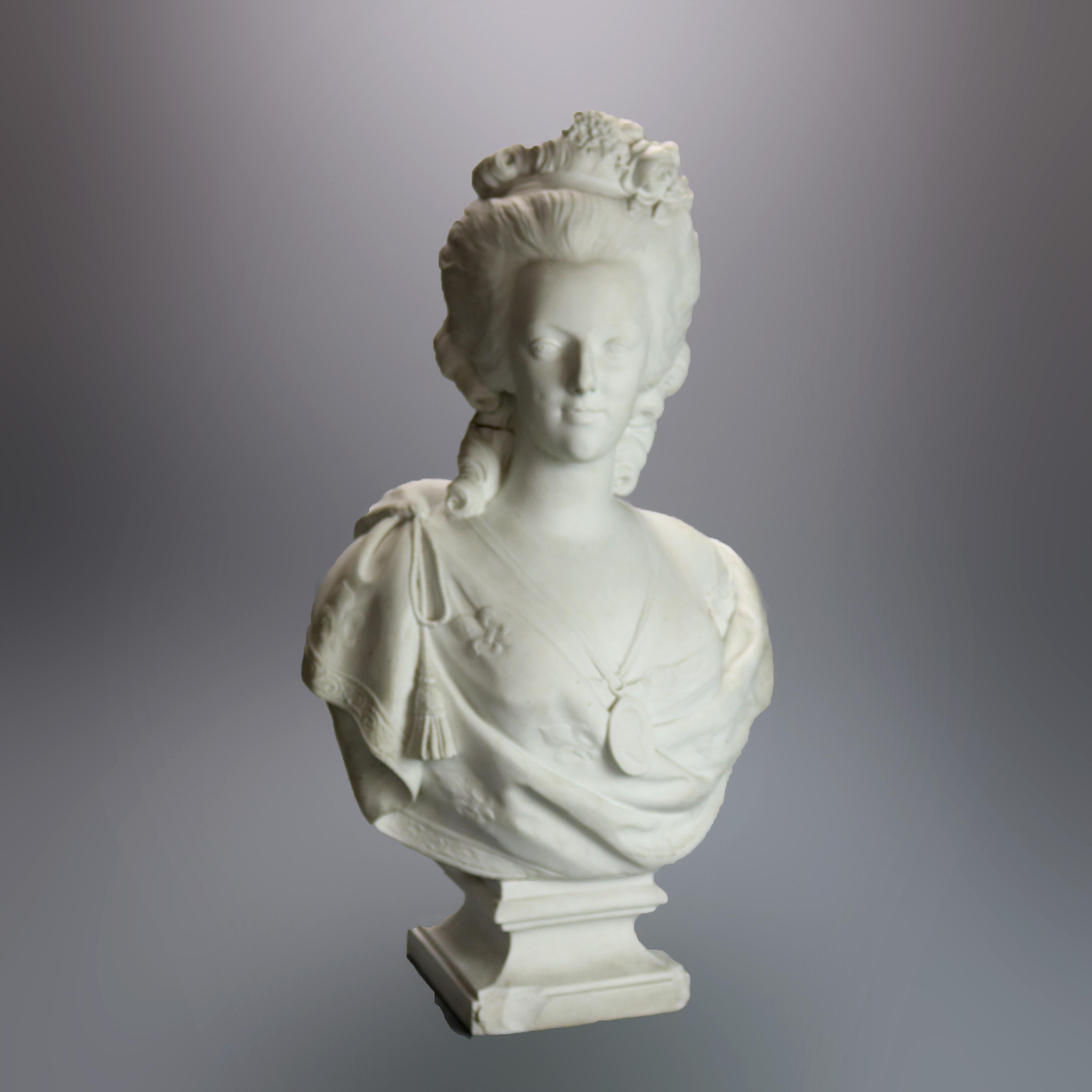 Antique Oversized Parian Bust of Marie Antoinette after Raphael Jacquemin 19th C 6