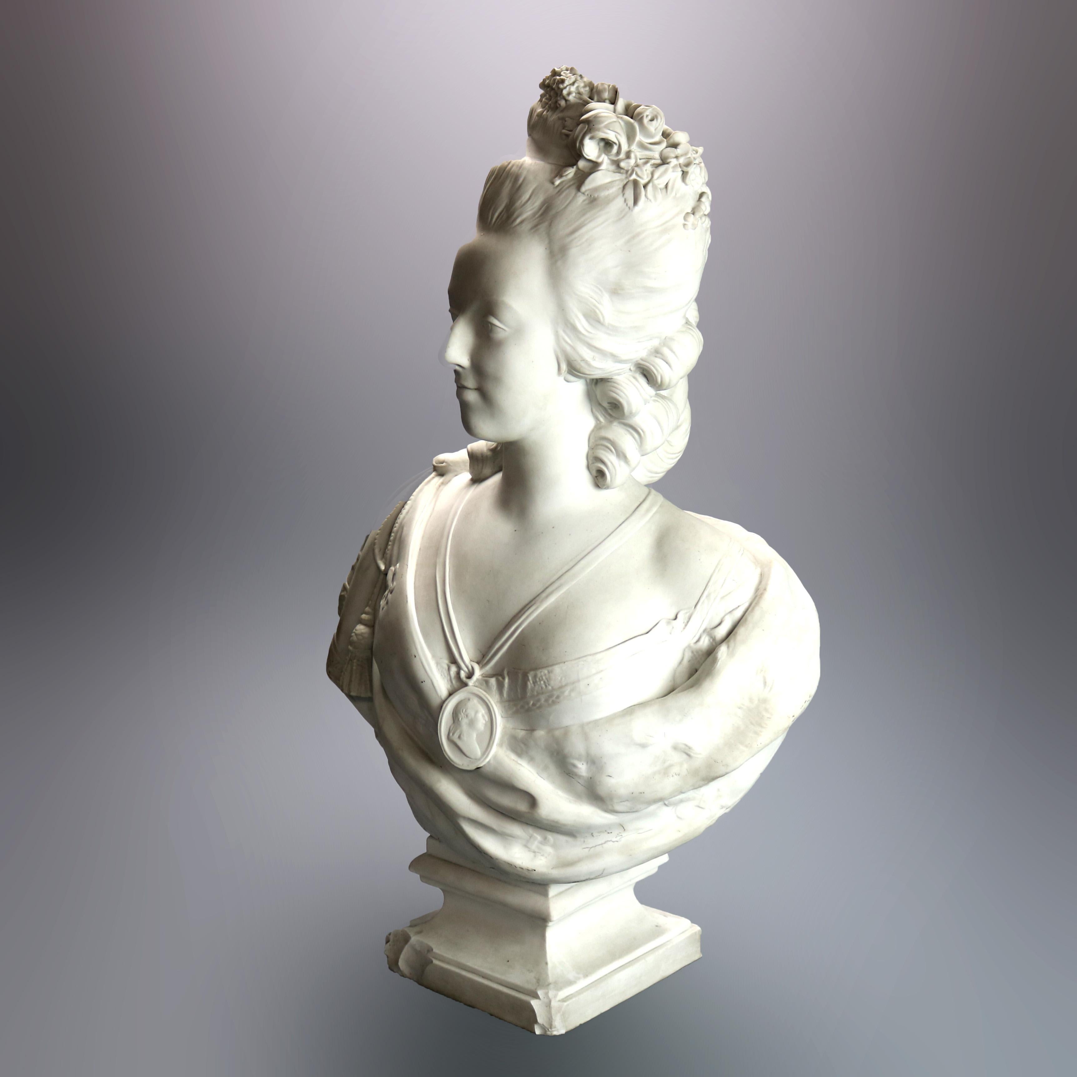 Antique Oversized Parian Bust of Marie Antoinette after Raphael Jacquemin 19th C 7