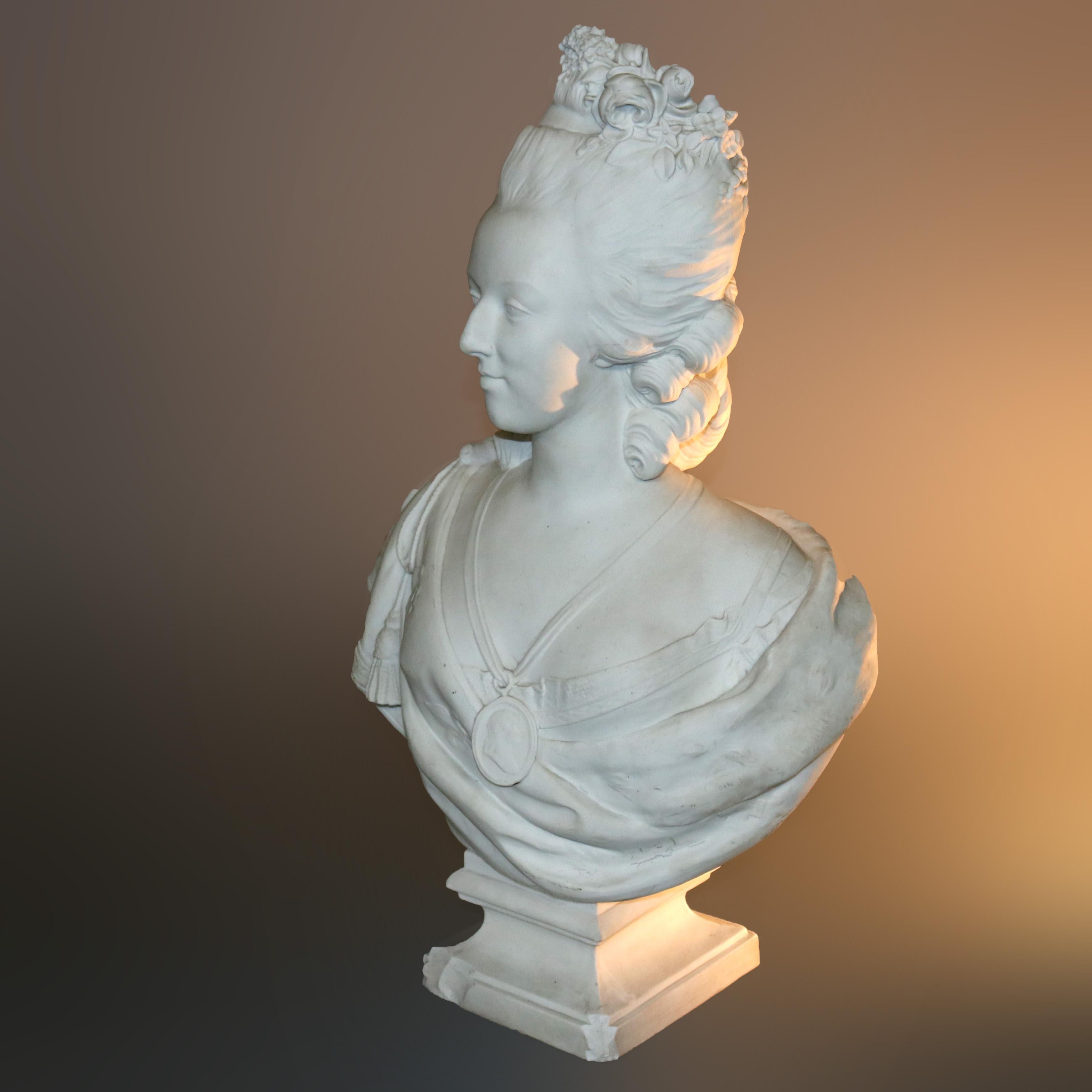 Antique Oversized Parian Bust of Marie Antoinette after Raphael Jacquemin 19th C 8