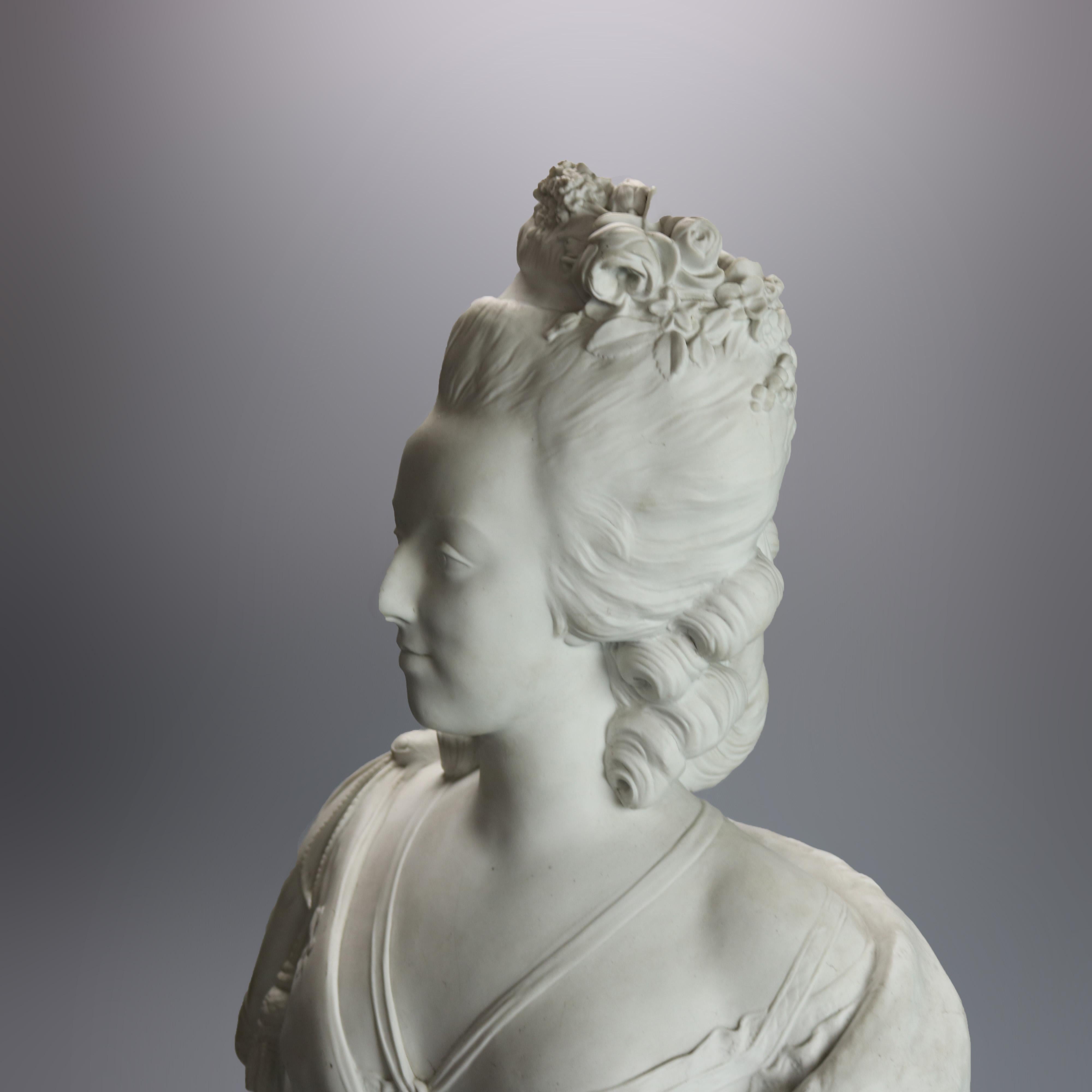 Antique Oversized Parian Bust of Marie Antoinette after Raphael Jacquemin 19th C In Good Condition In Big Flats, NY
