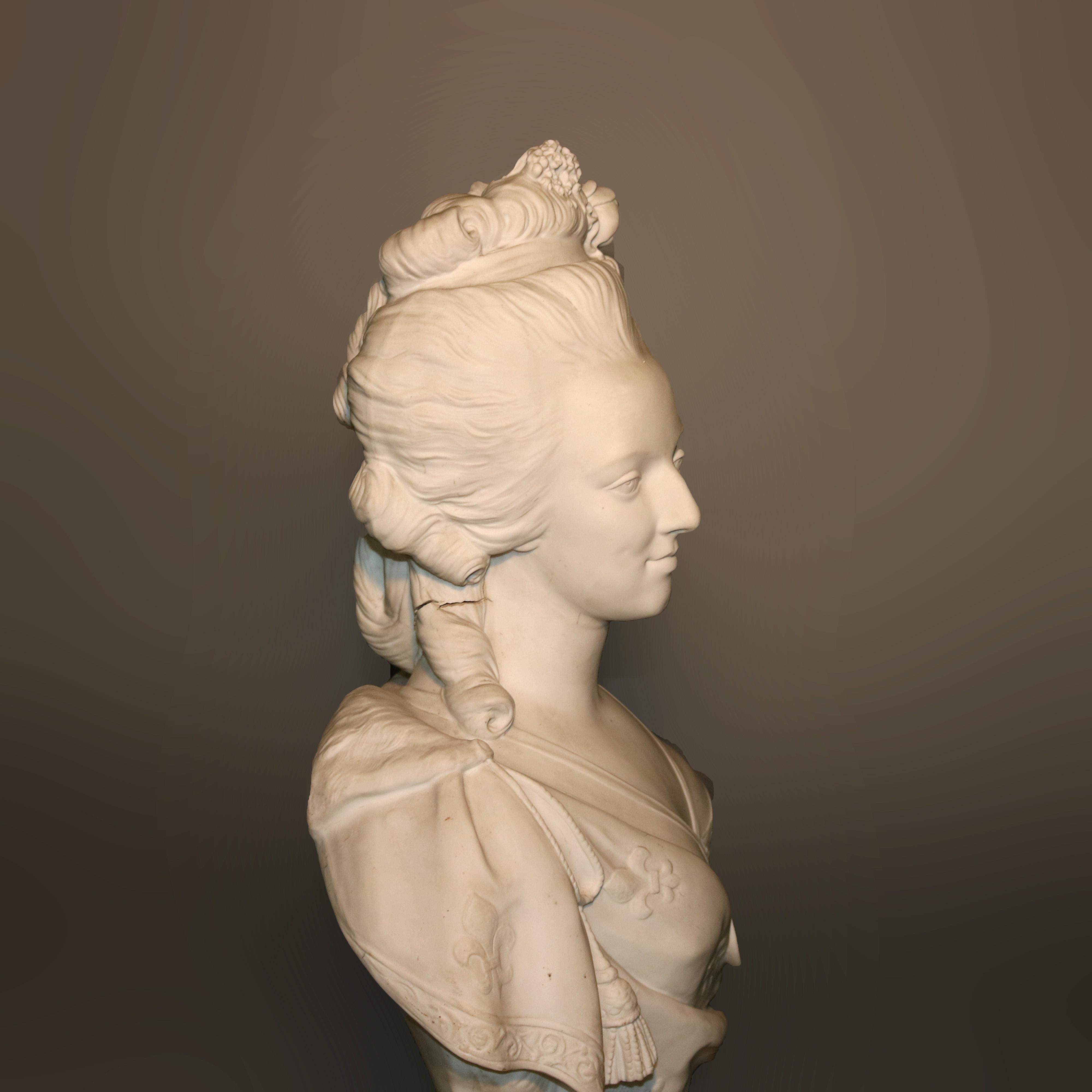 19th Century Antique Oversized Parian Bust of Marie Antoinette after Raphael Jacquemin 19th C