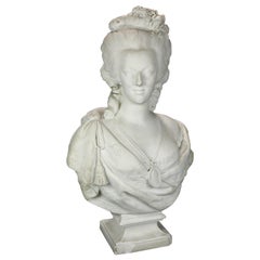 Antique Oversized Parian Bust of Marie Antoinette after Raphael Jacquemin 19th C