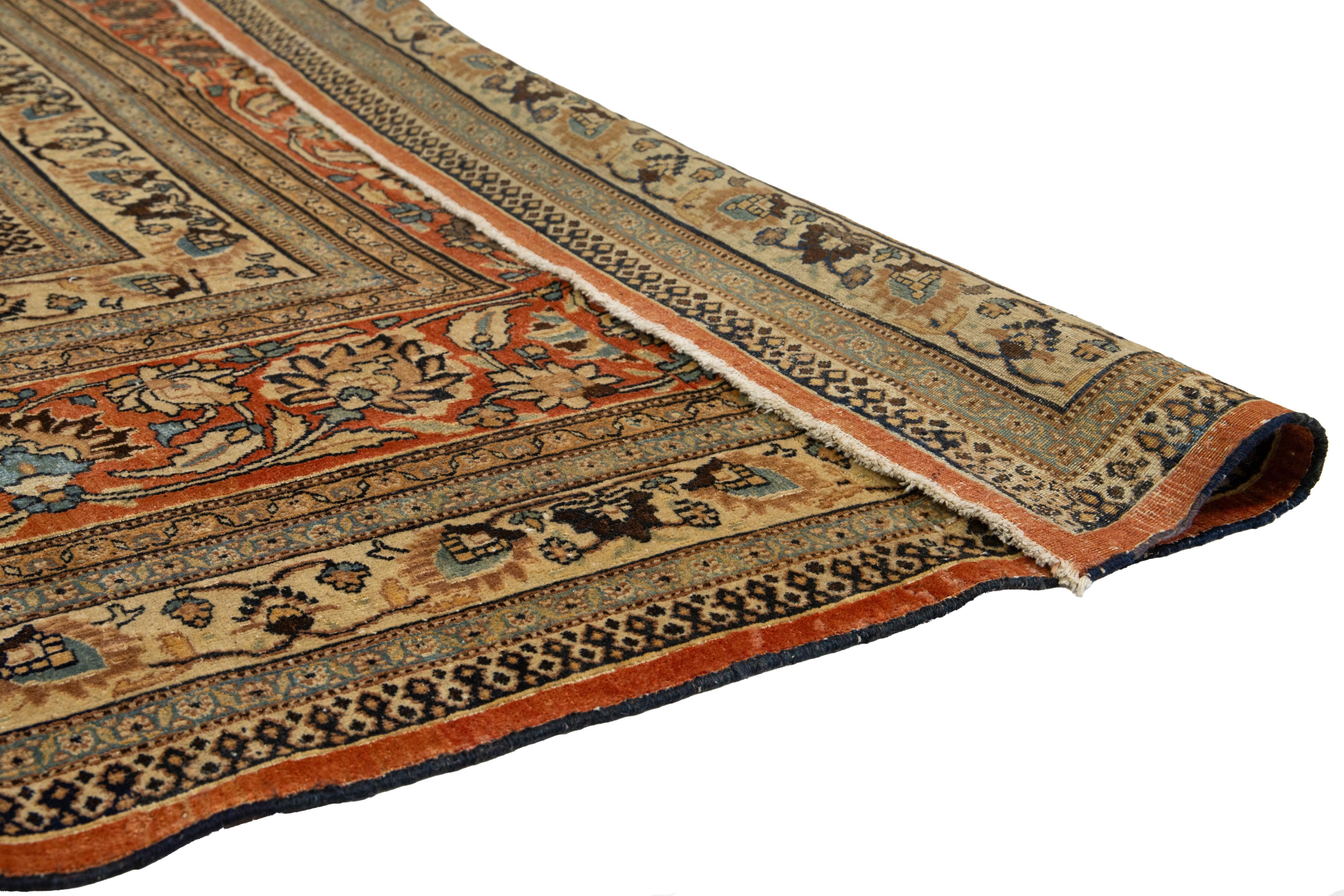 Antiker übergroßer persischer Khorasan-Blauer Wollteppich in Übergröße, handgefertigt mit Allover-Muster (Persisch) im Angebot