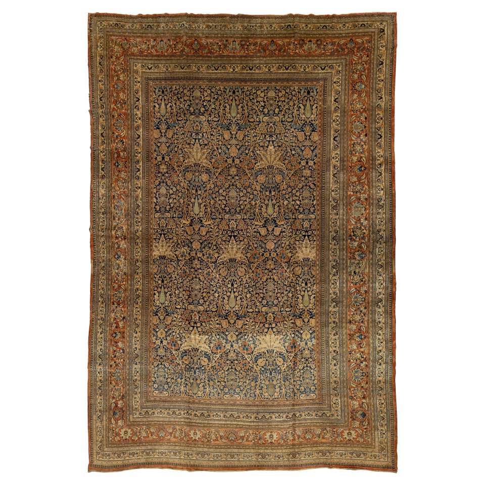 Blue Antique Persian Mahal Wool Rug Handmade with Allover Pattern For ...