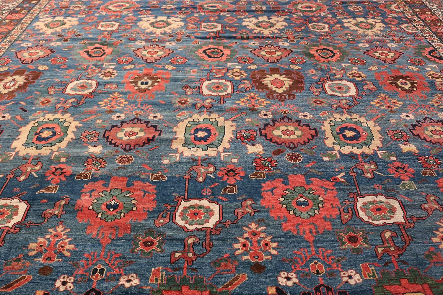 Tappeto blu sovradimensionato antico tribale persiano Malayer Geometrico Abrash 14'6