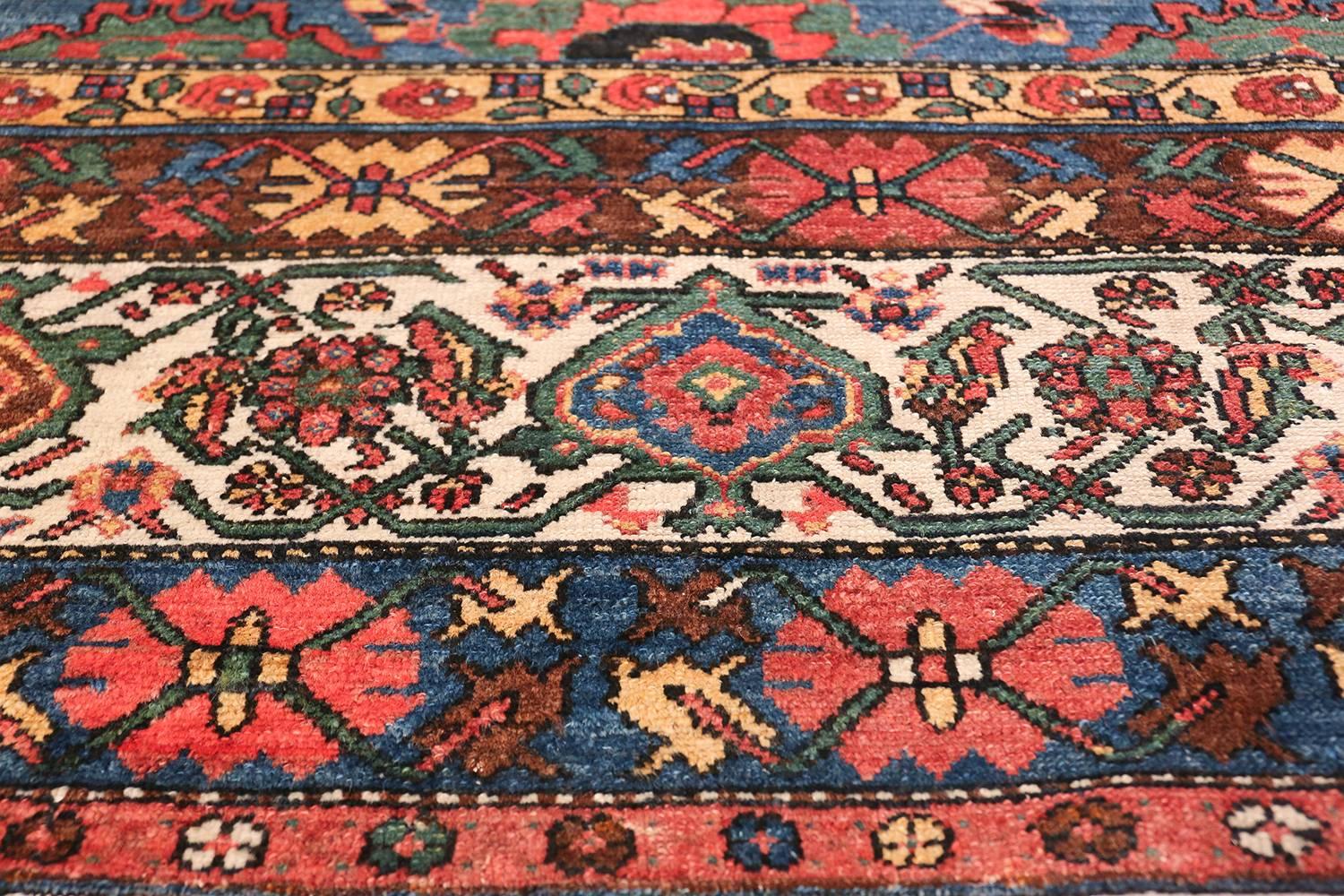Annodato a mano Tappeto blu sovradimensionato antico tribale persiano Malayer Geometrico Abrash 14'6