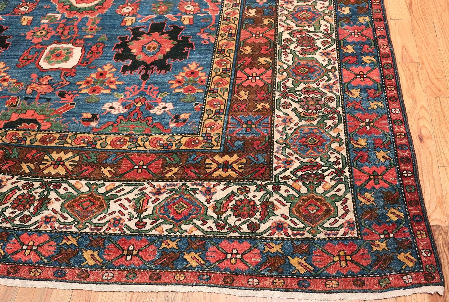 Tappeto blu sovradimensionato antico tribale persiano Malayer Geometrico Abrash 14'6