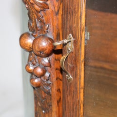 Antique Oversized RJ Horner Figural Carved Oak China Cabinet with Lions C1900