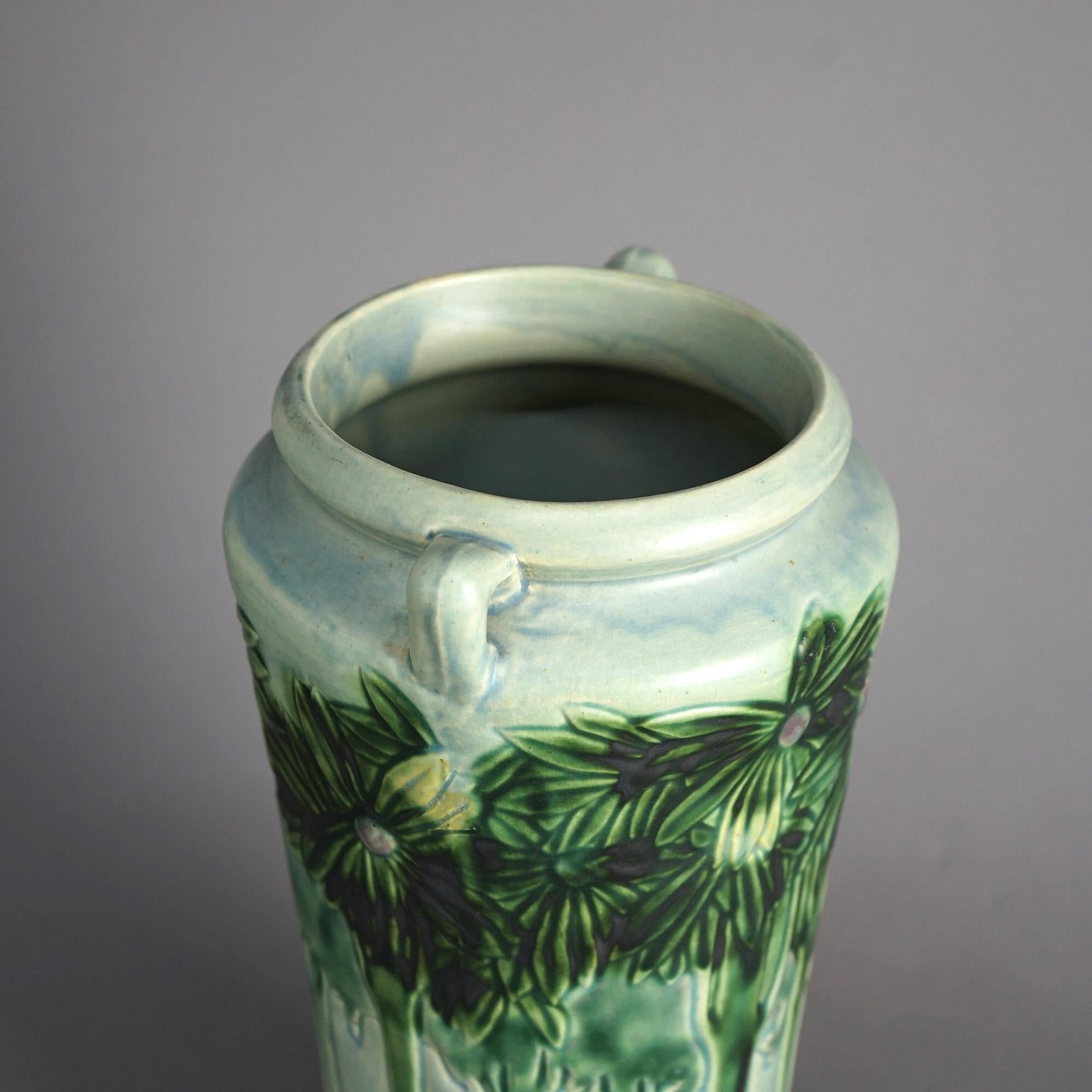 20th Century Antique Oversized Roseville Art Pottery Vista Vase Circa 1920