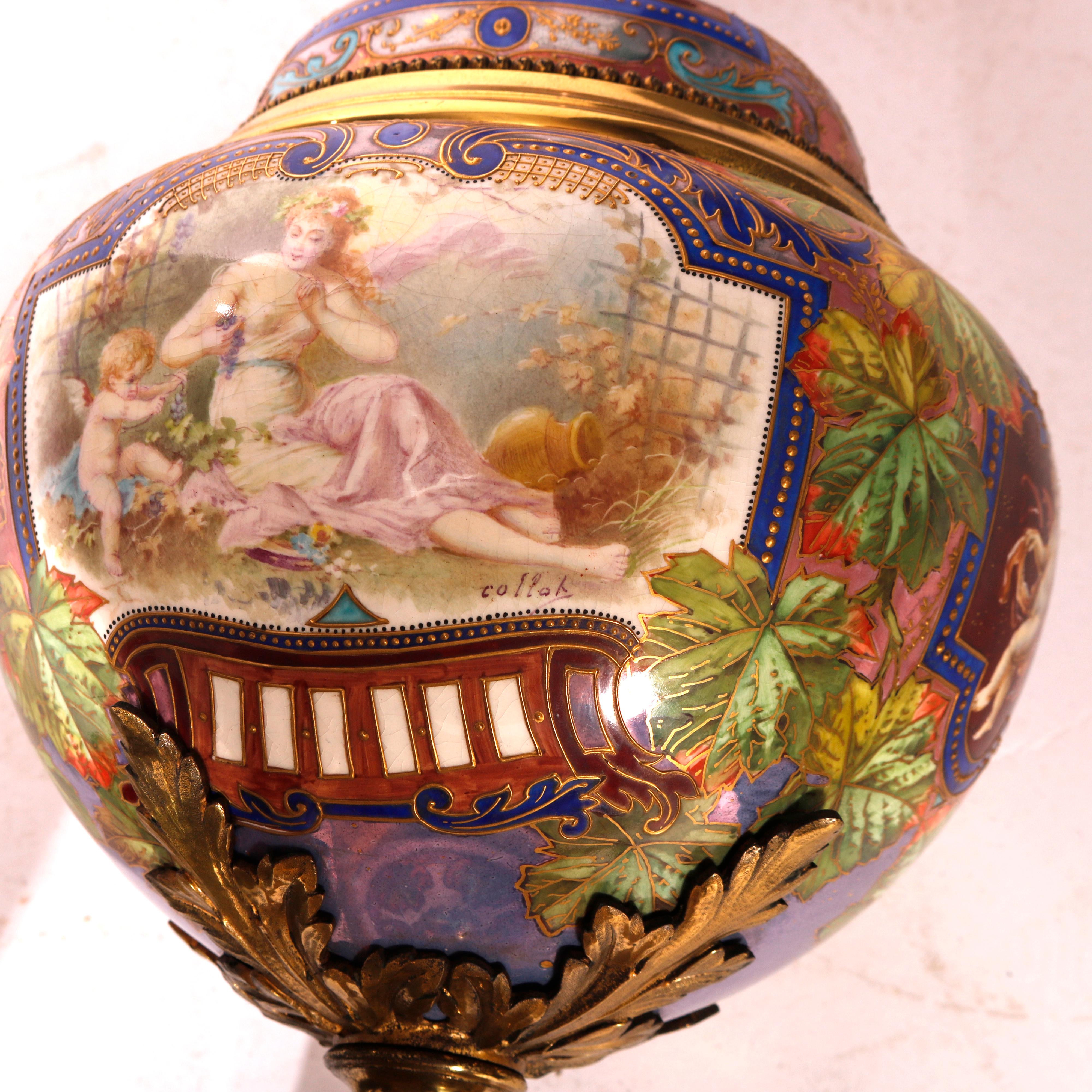 19th Century Antique Oversized Royal Vienna Porcelain Lamp with Classical Scenes & Putti 1880
