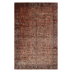 Tapis persan Sarouk surdimensionné en rose avec motifs floraux
