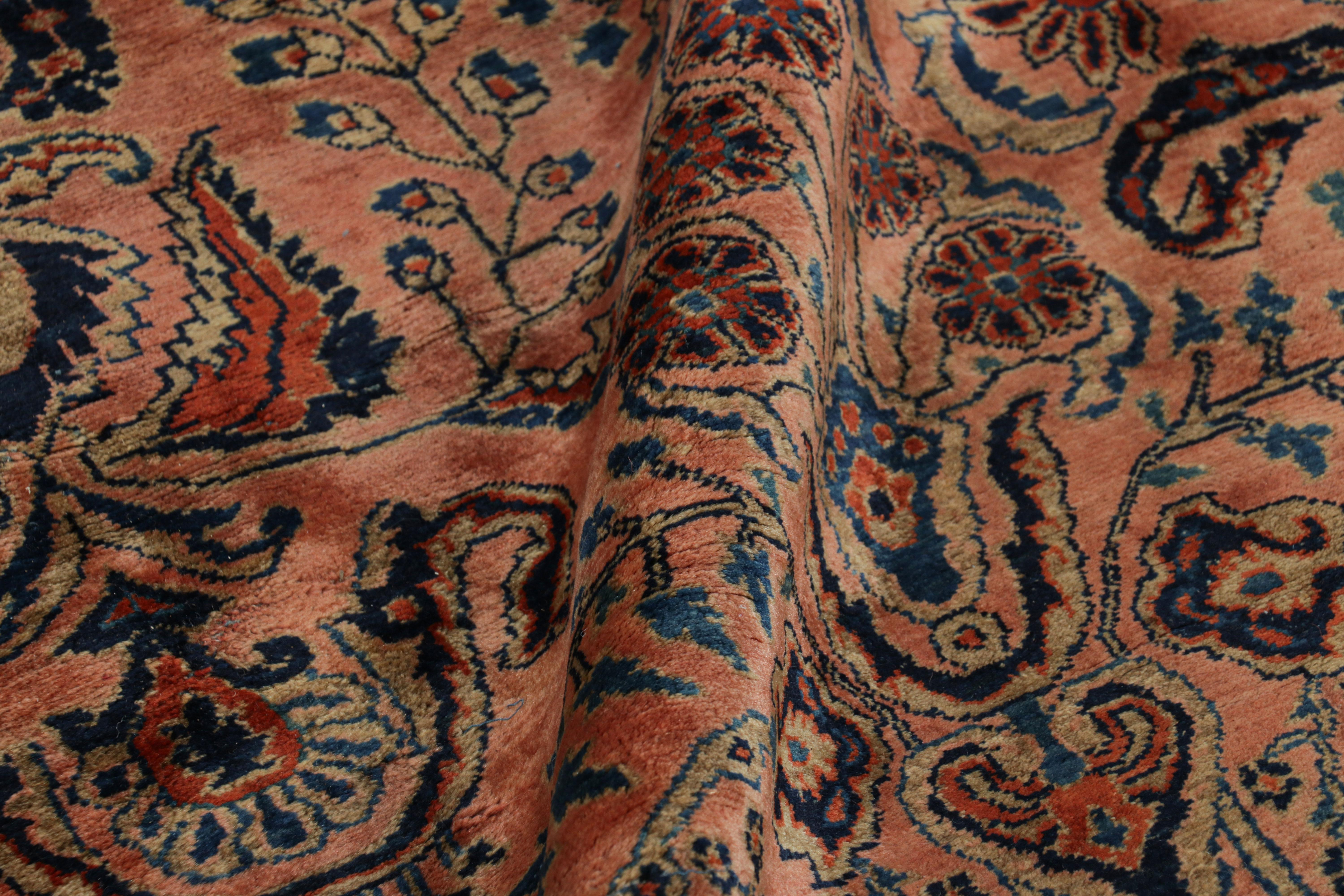 Antique Oversized Sarouk Persian Rug in Pink with Floral Patterns For Sale 2