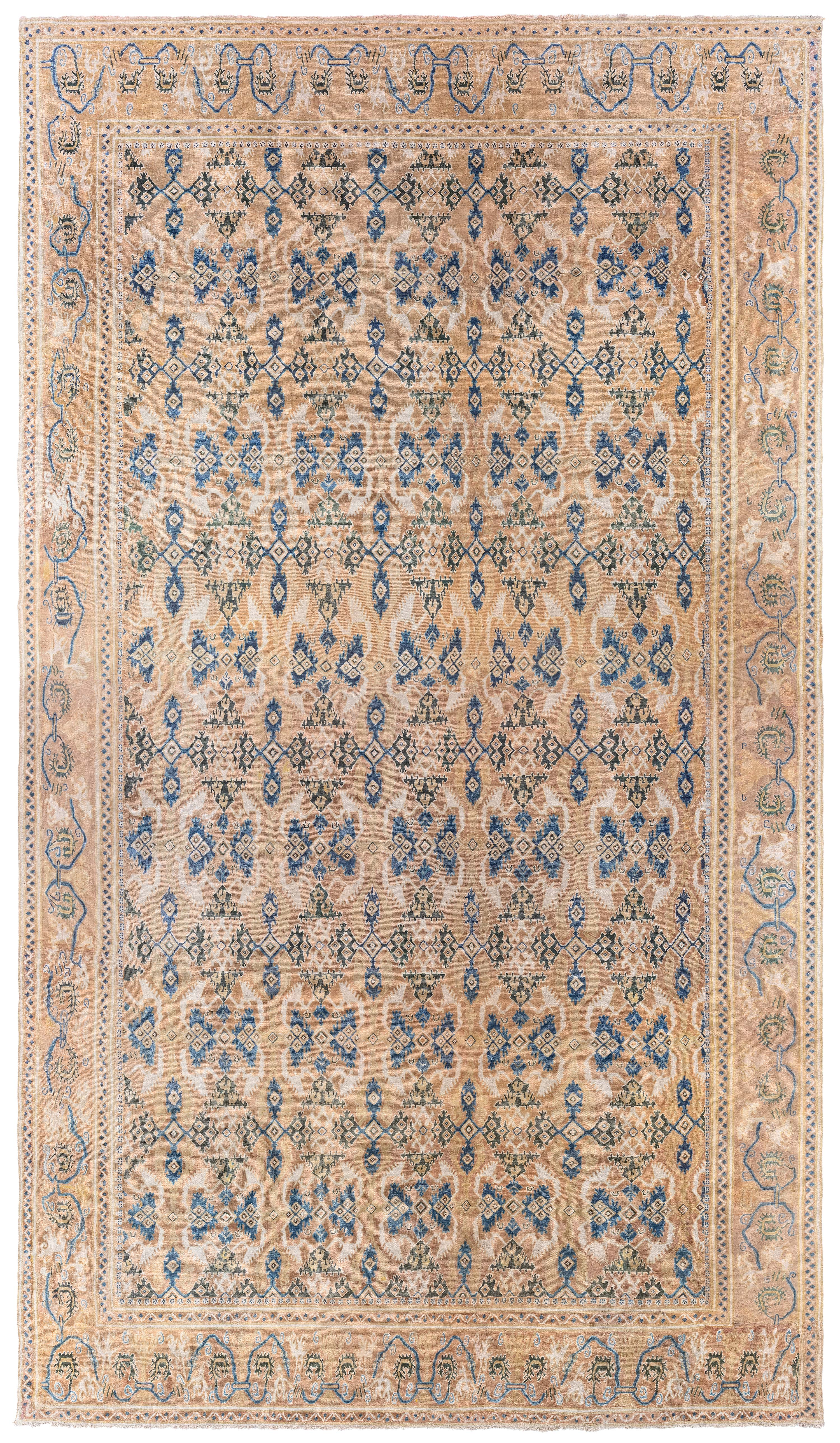 Tapis antique surdimensionné de couleur beige - vers 1650 (dimensions adaptées) - Cuenca, Espagne