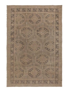 Antique Oversized Turkish Oushak Rug in Brown with Medallions - Rug & Kilim
