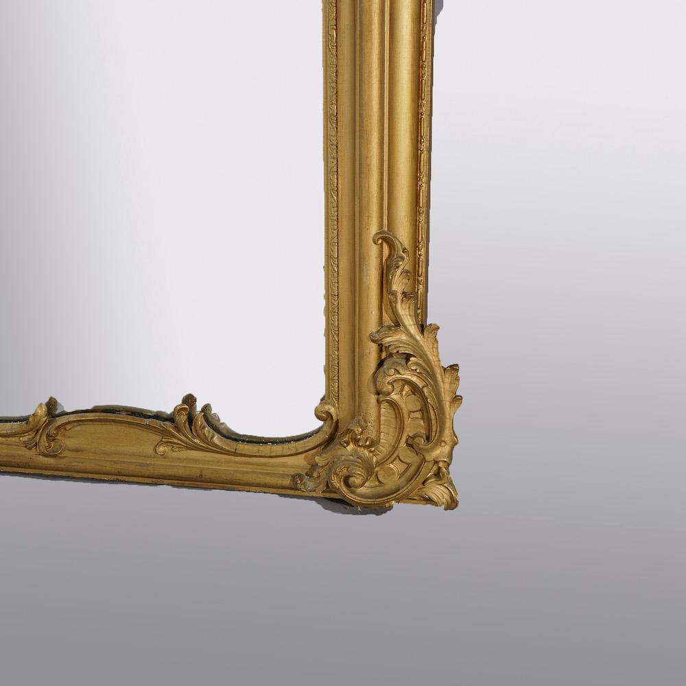 Antique Oversized Victorian Giltwood Over Mantle Mirror 19th C 2