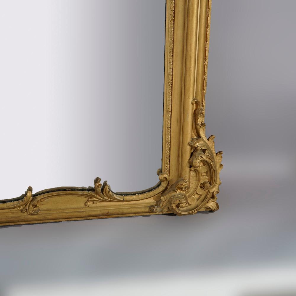 Antique Oversized Victorian Giltwood Over Mantle Mirror 19th C 3