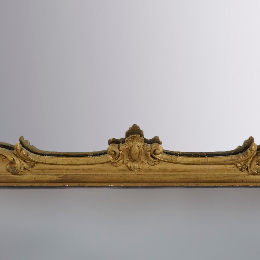 Antique Oversized Victorian Giltwood Over Mantle Mirror 19th C 4
