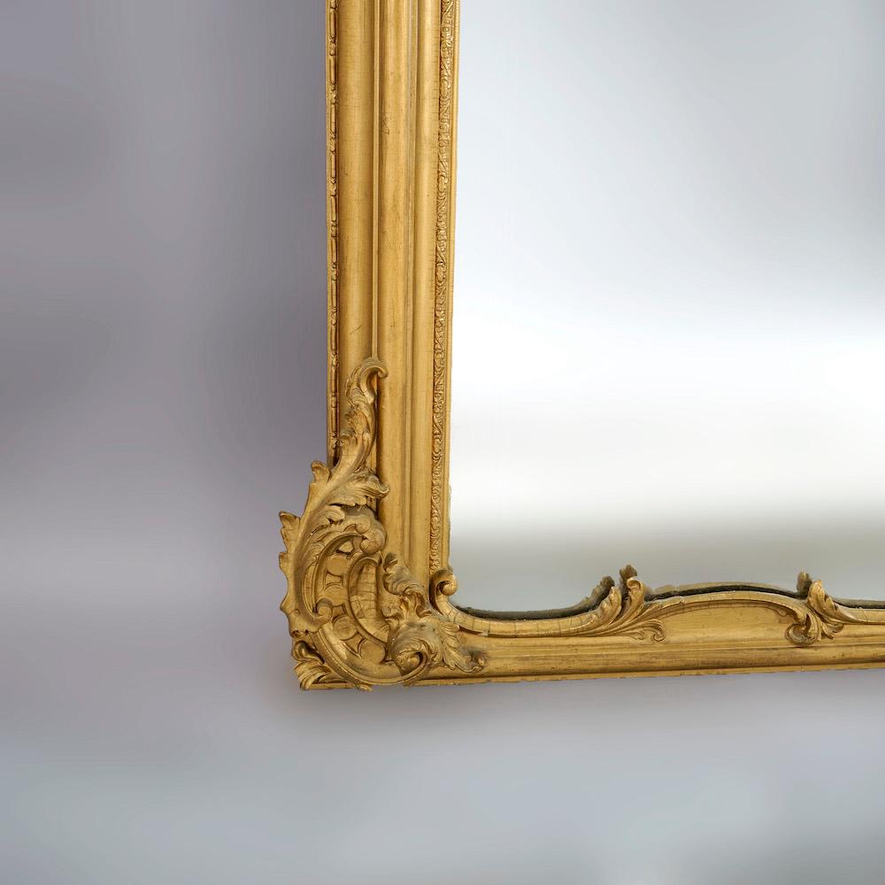 Antique Oversized Victorian Giltwood Over Mantle Mirror 19th C 5