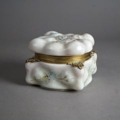 Antique Oversized Victorian Wavecrest Hand Painted Dresser Box 19th C