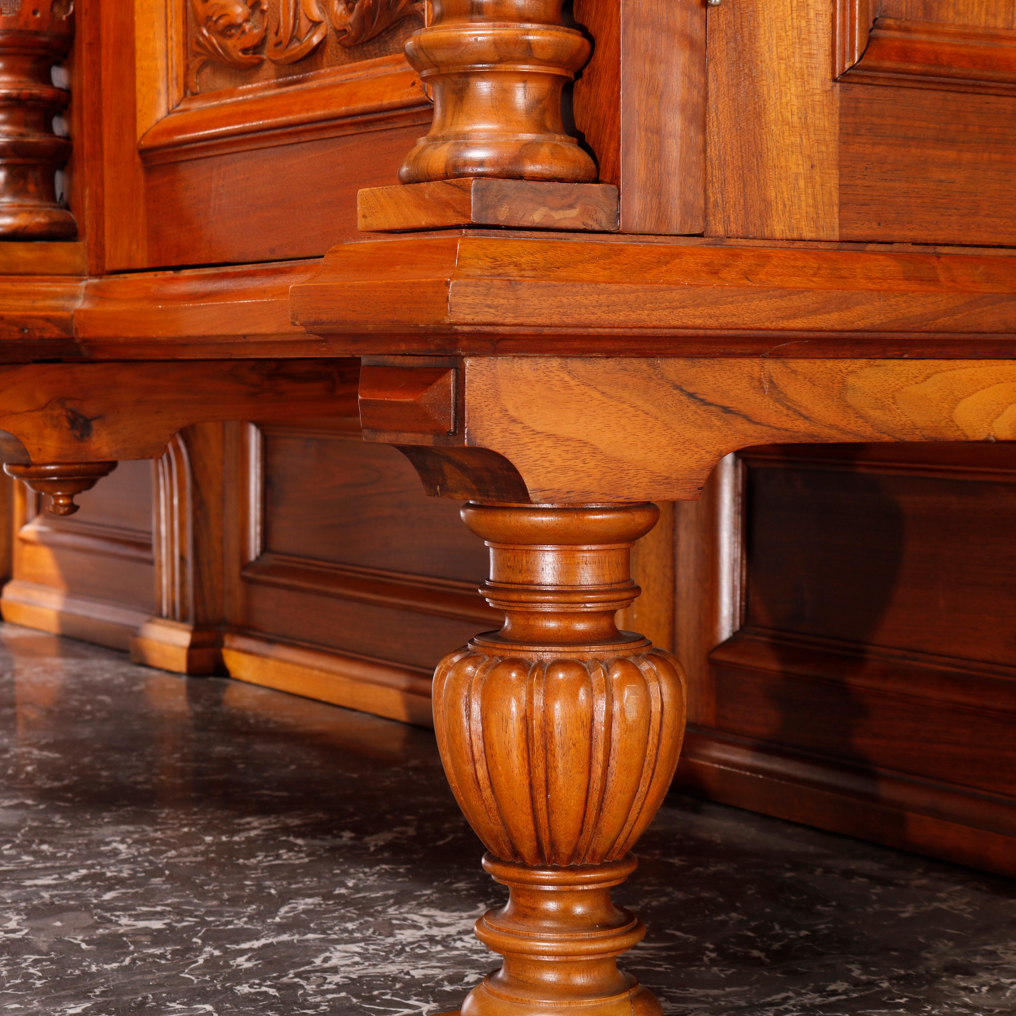 Antique Oversized Walnut & Rosewood Marble Top Huntboard, Circa 1890 10
