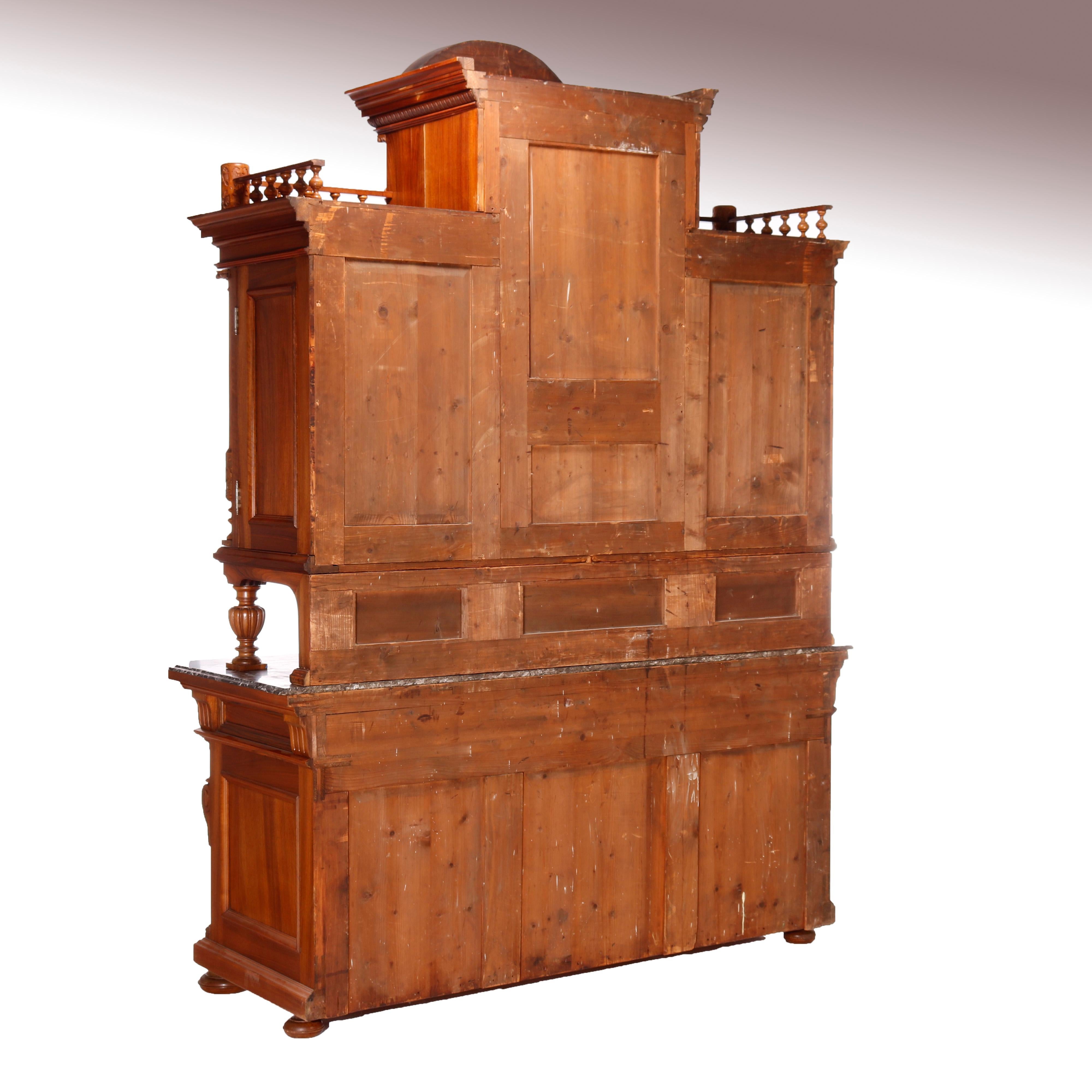 Antique Oversized Walnut & Rosewood Marble Top Huntboard, Circa 1890 14